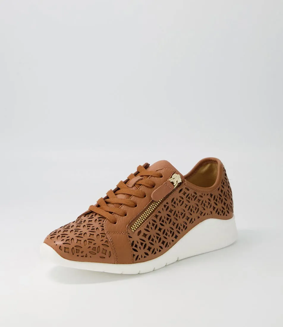 SUPERSOFT Comi Dark Tan Leather Sneakers Ws