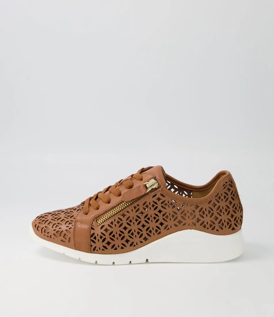 SUPERSOFT Comi Dark Tan Leather Sneakers Ws