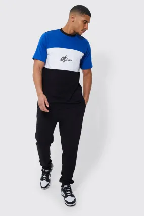 Tall Colour Block Man T-shirt Tracksuit | boohooMAN UK