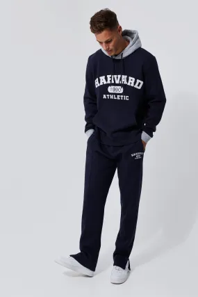 Tall Harvard Varsity Contrast Hooded Tracksuit | boohooMAN UK