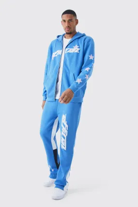 Tall Oversized Zip Star Gusset Tracksuit | boohooMAN UK