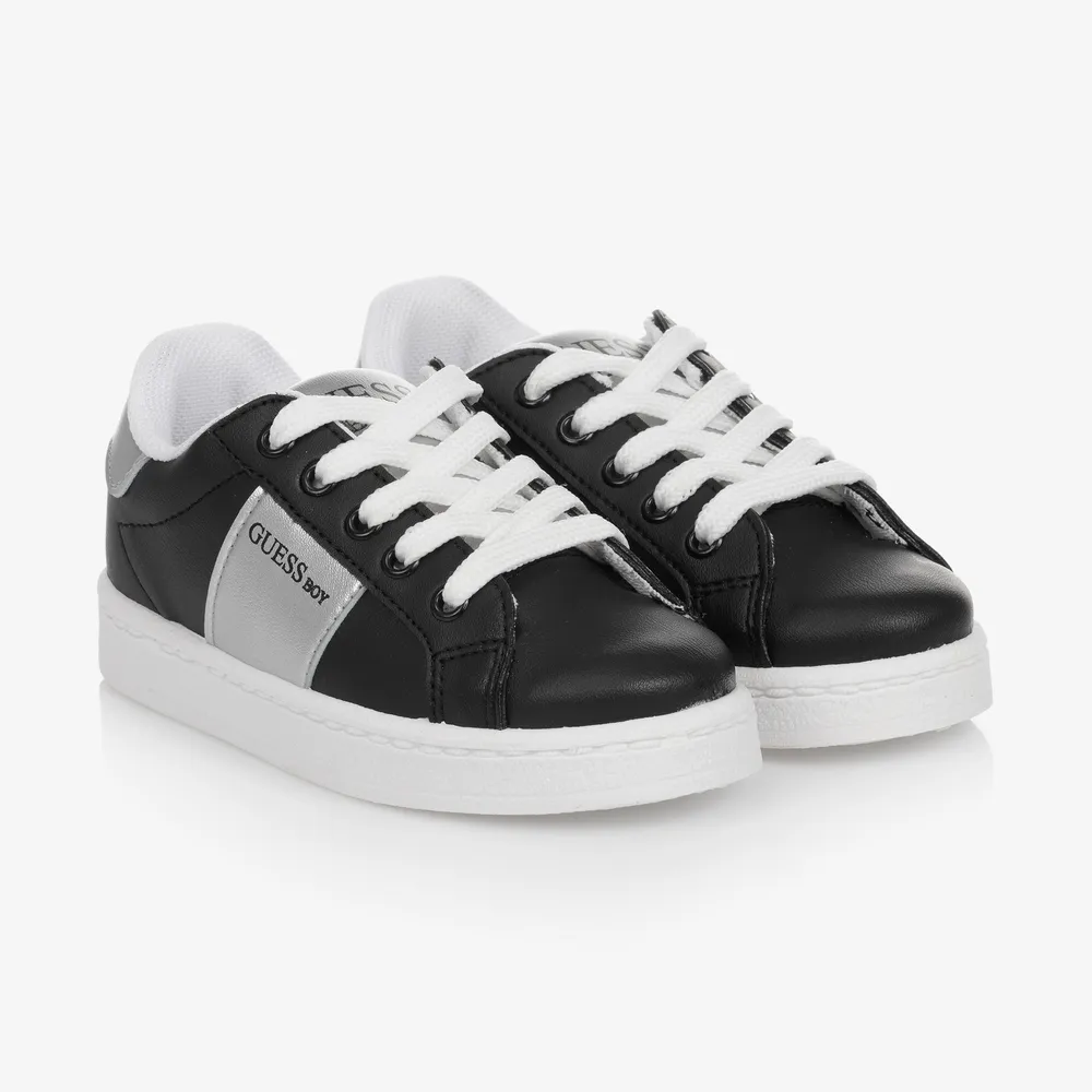 Teen Boys Black Logo Trainers