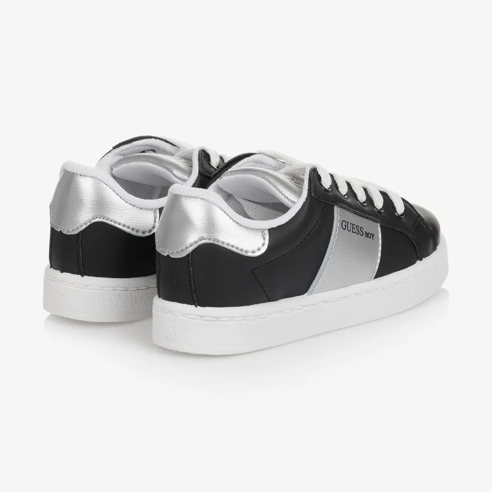 Teen Boys Black Logo Trainers