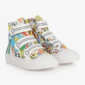 Teen Boys White Canvas High-Top Trainers