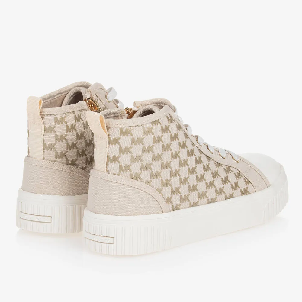 Teen Girls Beige Canvas Monogram Trainers