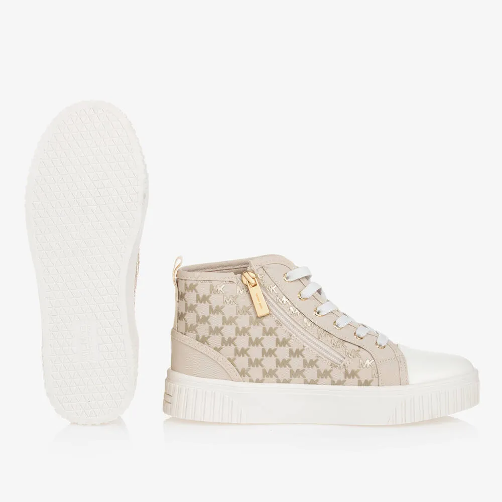 Teen Girls Beige Canvas Monogram Trainers