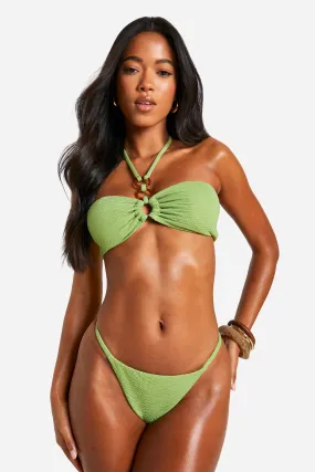 Textured Halter O-Ring Bikini Set