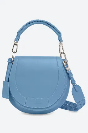 The Lucky Bag, Leather Saddle Bag in Sky Blue