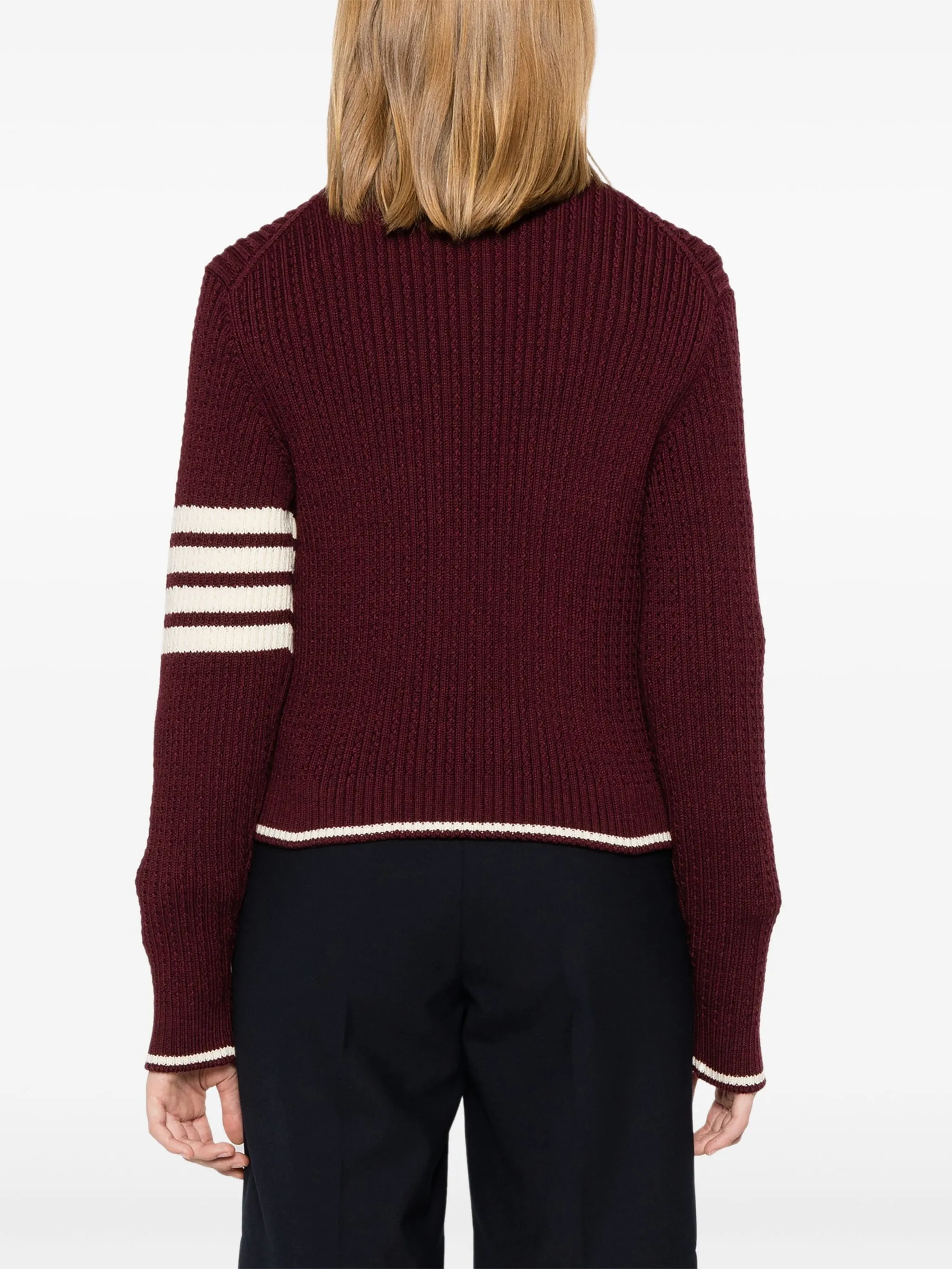 THOM BROWNE - Women Baby Cable Cropped Crew Neck Pullover