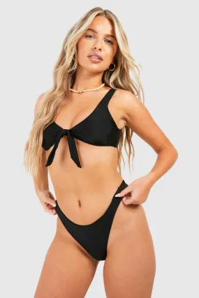 Tie Front Plunge Bikini Set