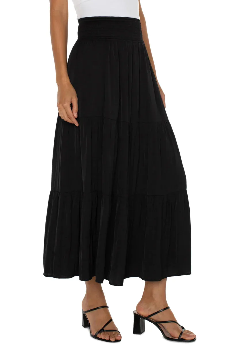 Tiered Woven Maxi Skirt