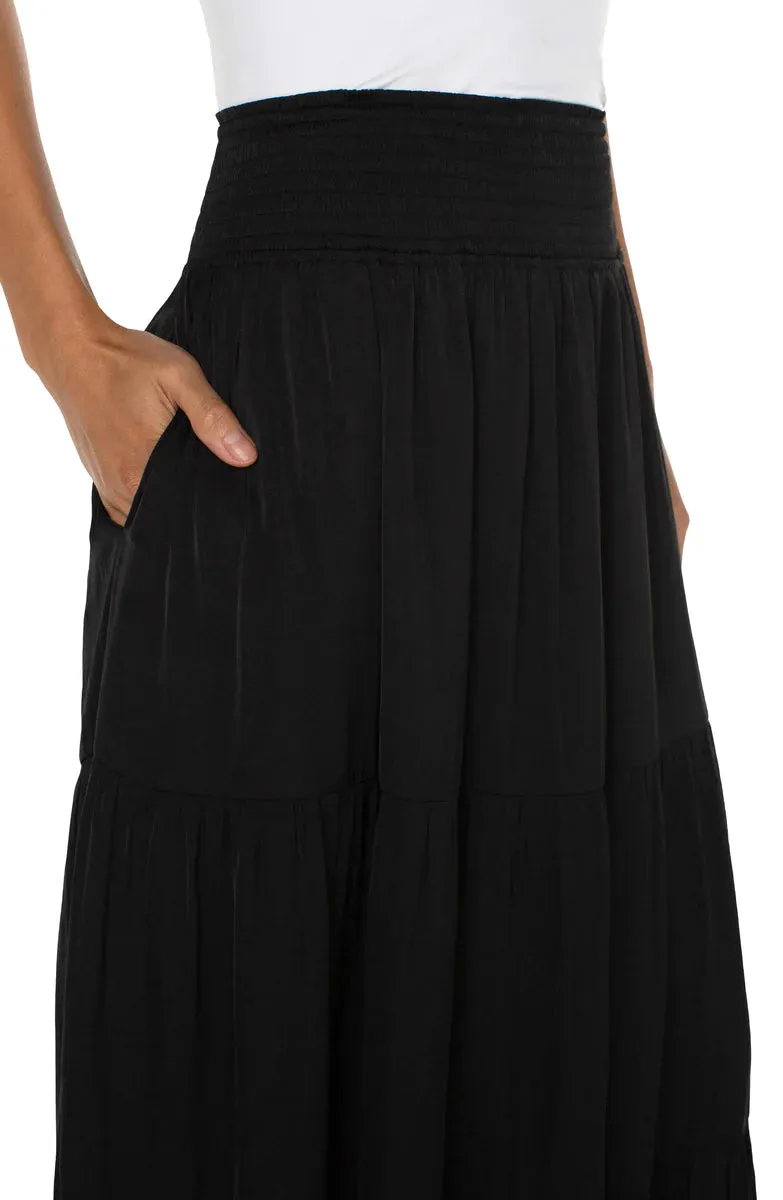 Tiered Woven Maxi Skirt