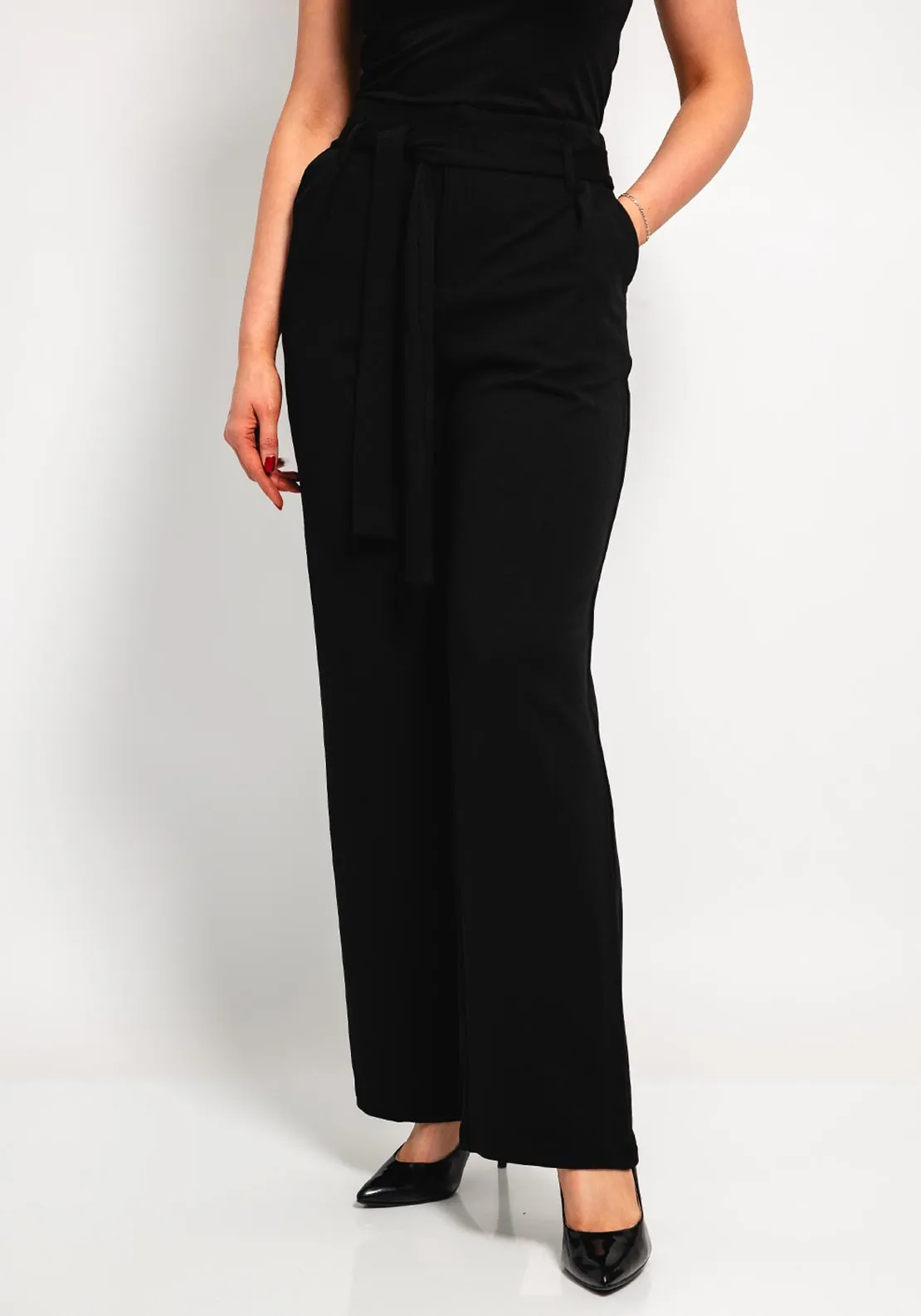 Tiffosi Joey Toe Waist Wide Leg Trousers, Black