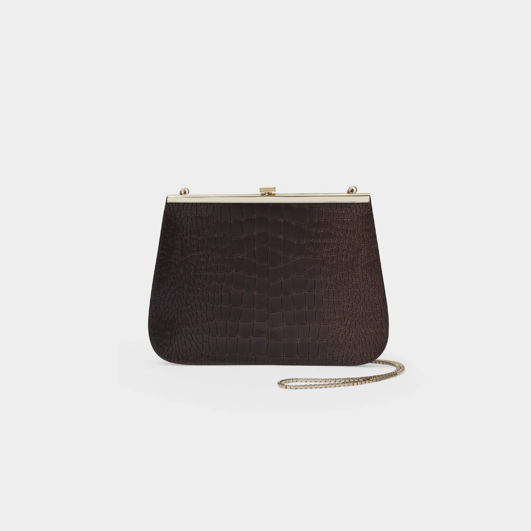 TL-180  La Anouk Bag in Brown Croco Embossed Leather