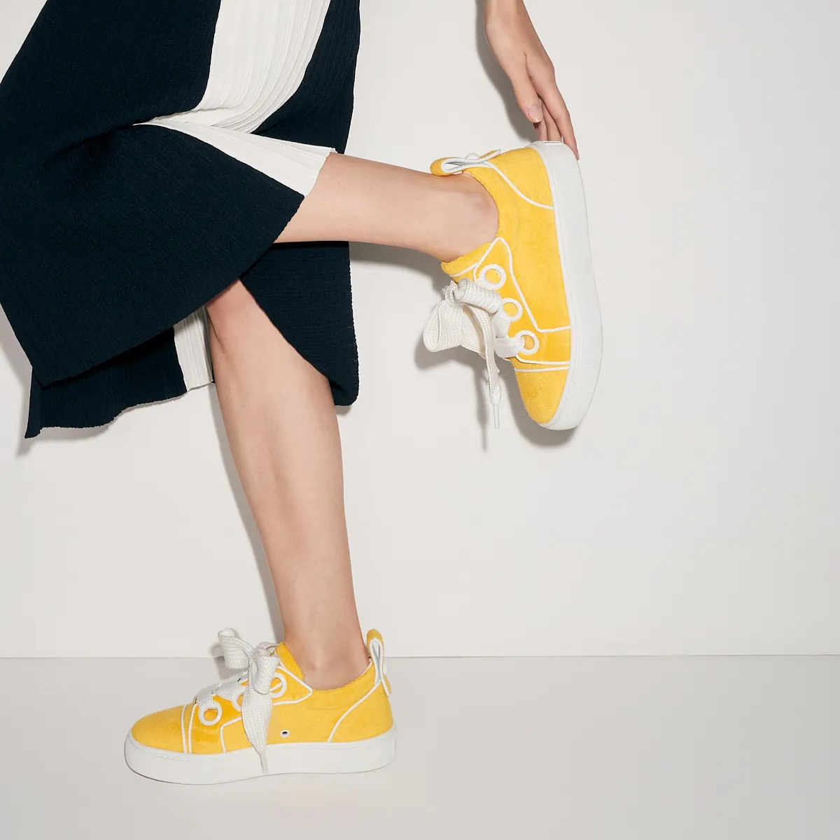 Toy Toy  Sneakers - Sponge cotton and patent calf leather - Pollen - Women