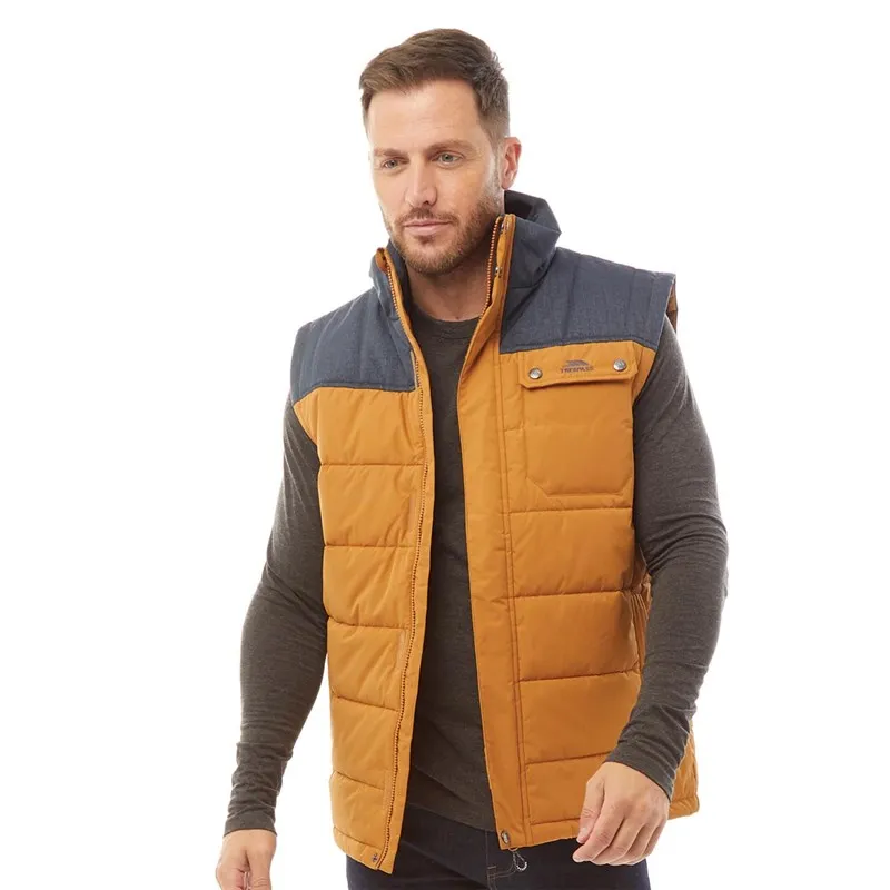 Trespass Mens Gamblesrew Heritage Padded Gilet Vest Sandstone/Denim