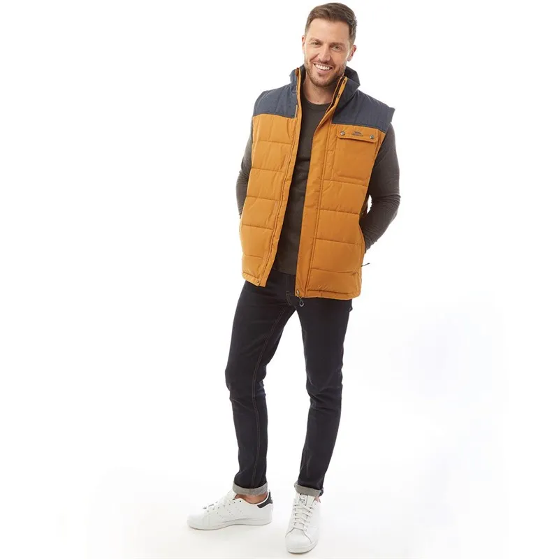 Trespass Mens Gamblesrew Heritage Padded Gilet Vest Sandstone/Denim