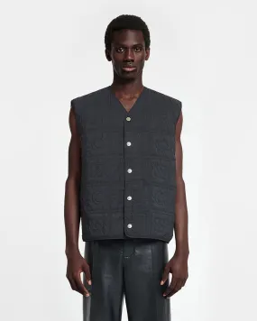 Tymen - Quilted Tech Poplin Vest - Off Black