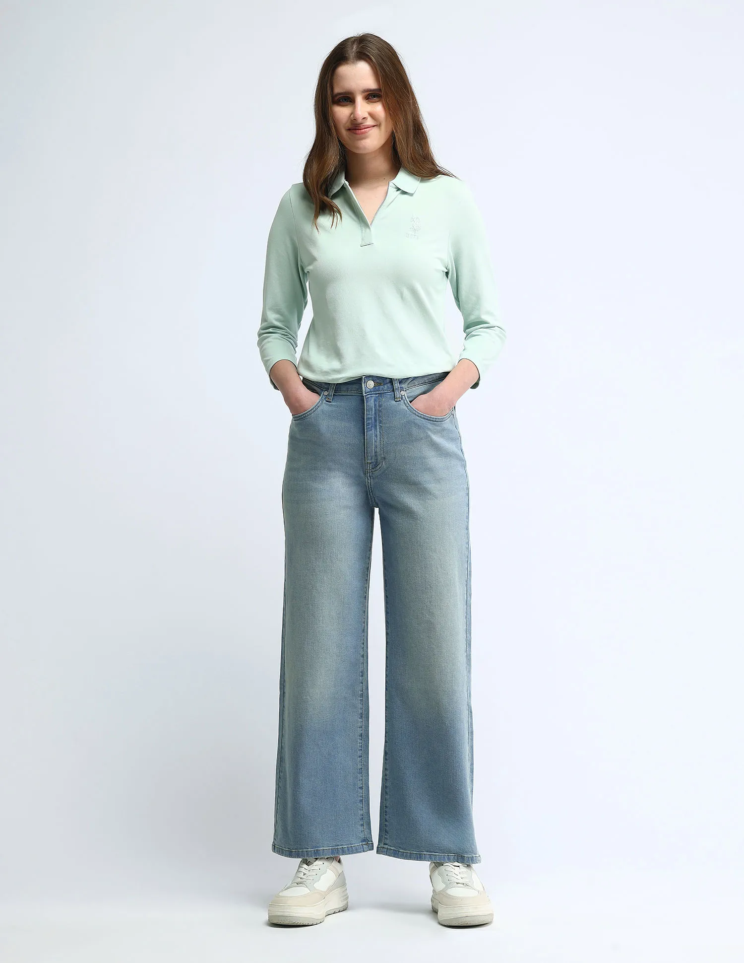 U.S. Polo Assn. Women High Rise Wide Leg Jeans