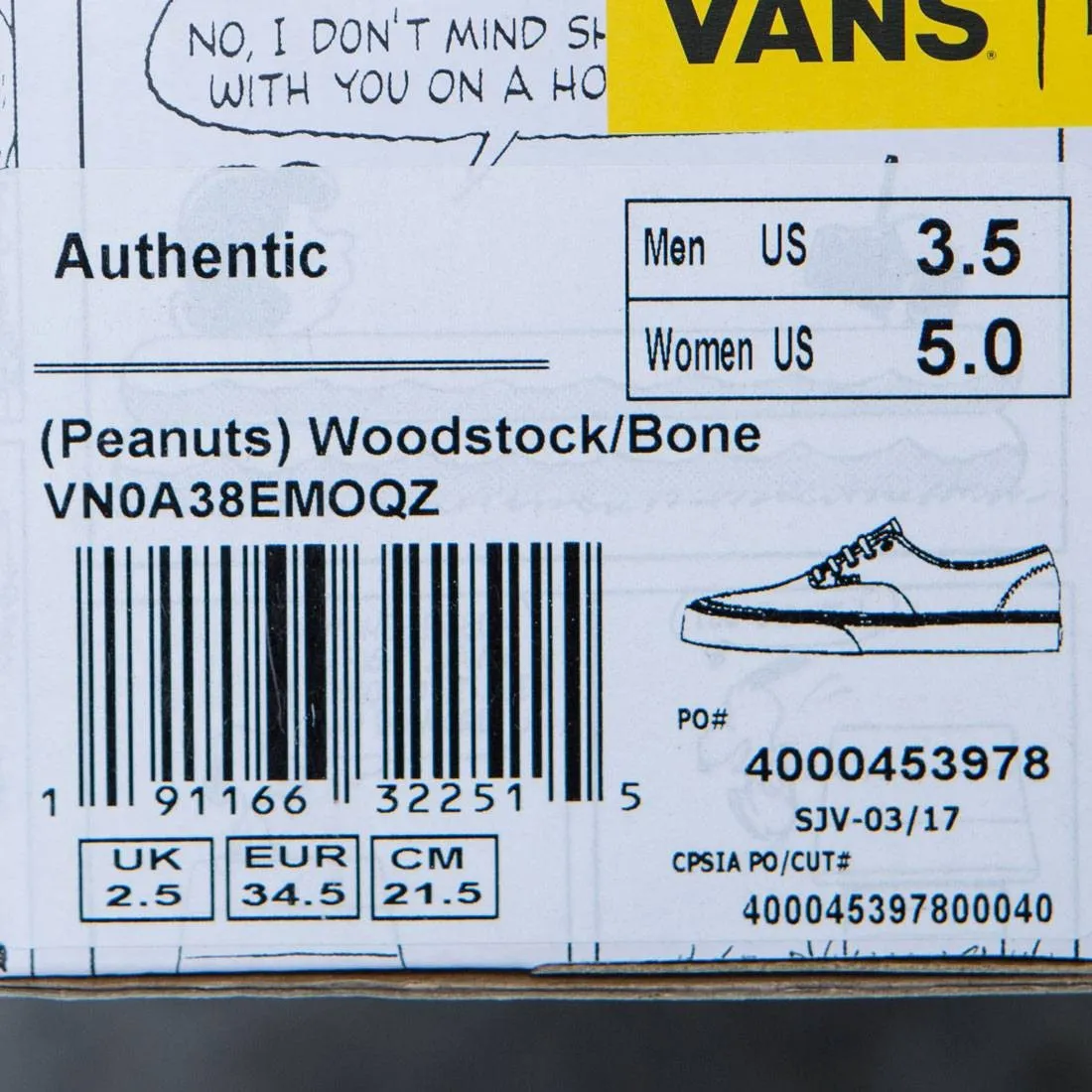 Vans x Peanuts Women Authentic - Woodstock (white / pearl)