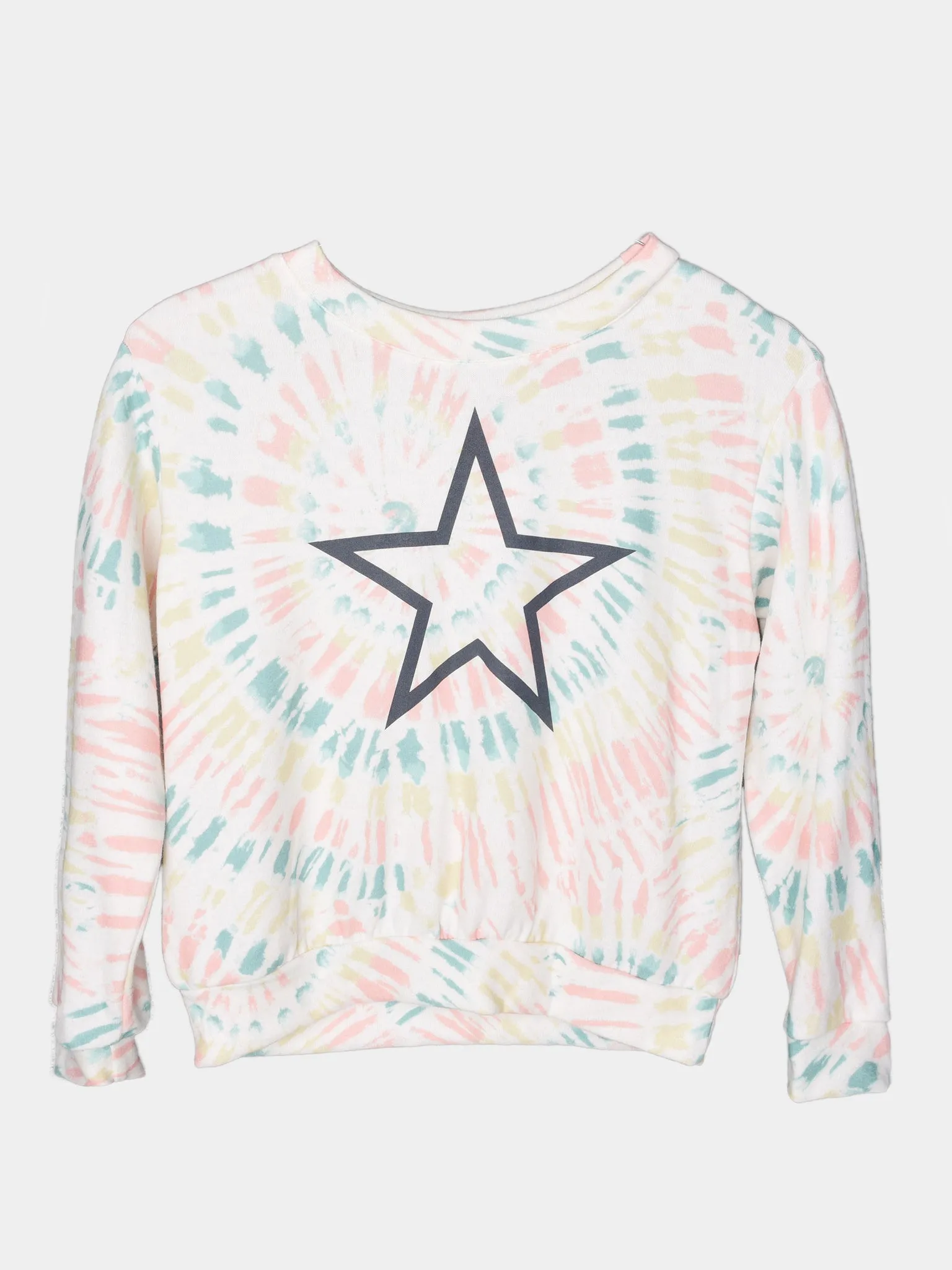     VINTAGE HAVANA  Girls' Sunburst Tie-Dye Star Crewneck Pullover    