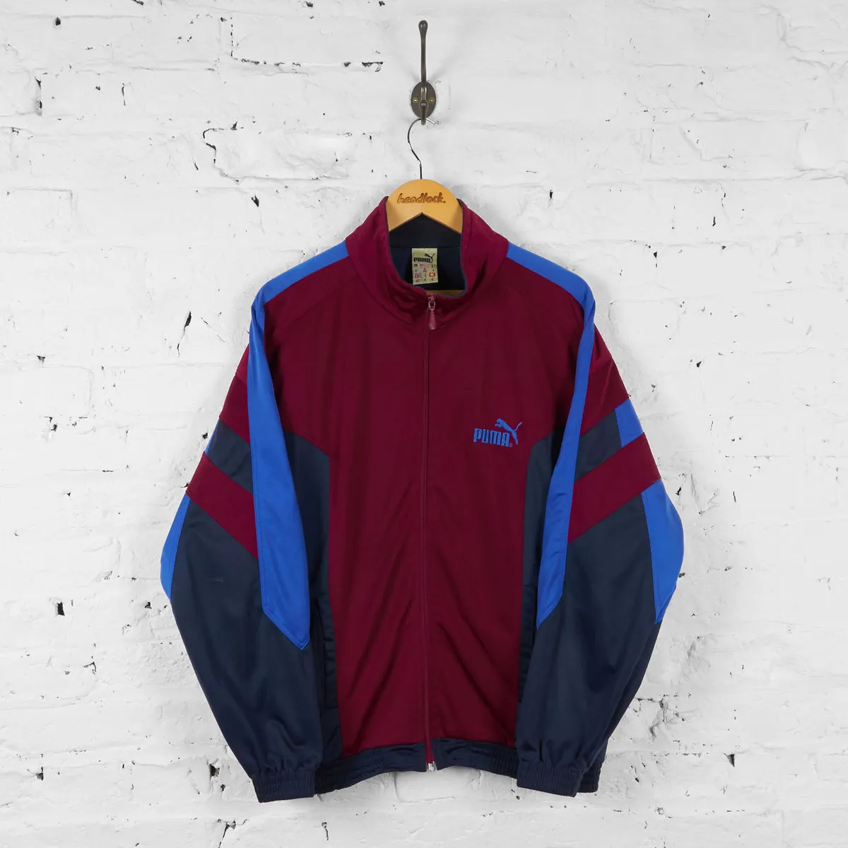 Vintage Puma Street Soccer Tracksuit Top - Burgundy - M