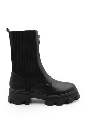 Where's That From Black Pu Skyla Zip Up Calf Boot