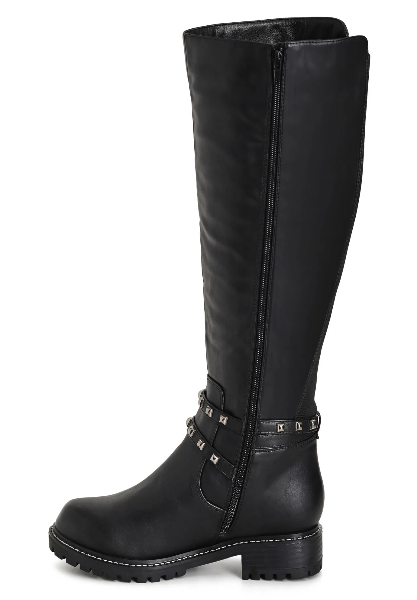 WIDE FIT Biker Knee Boot - black