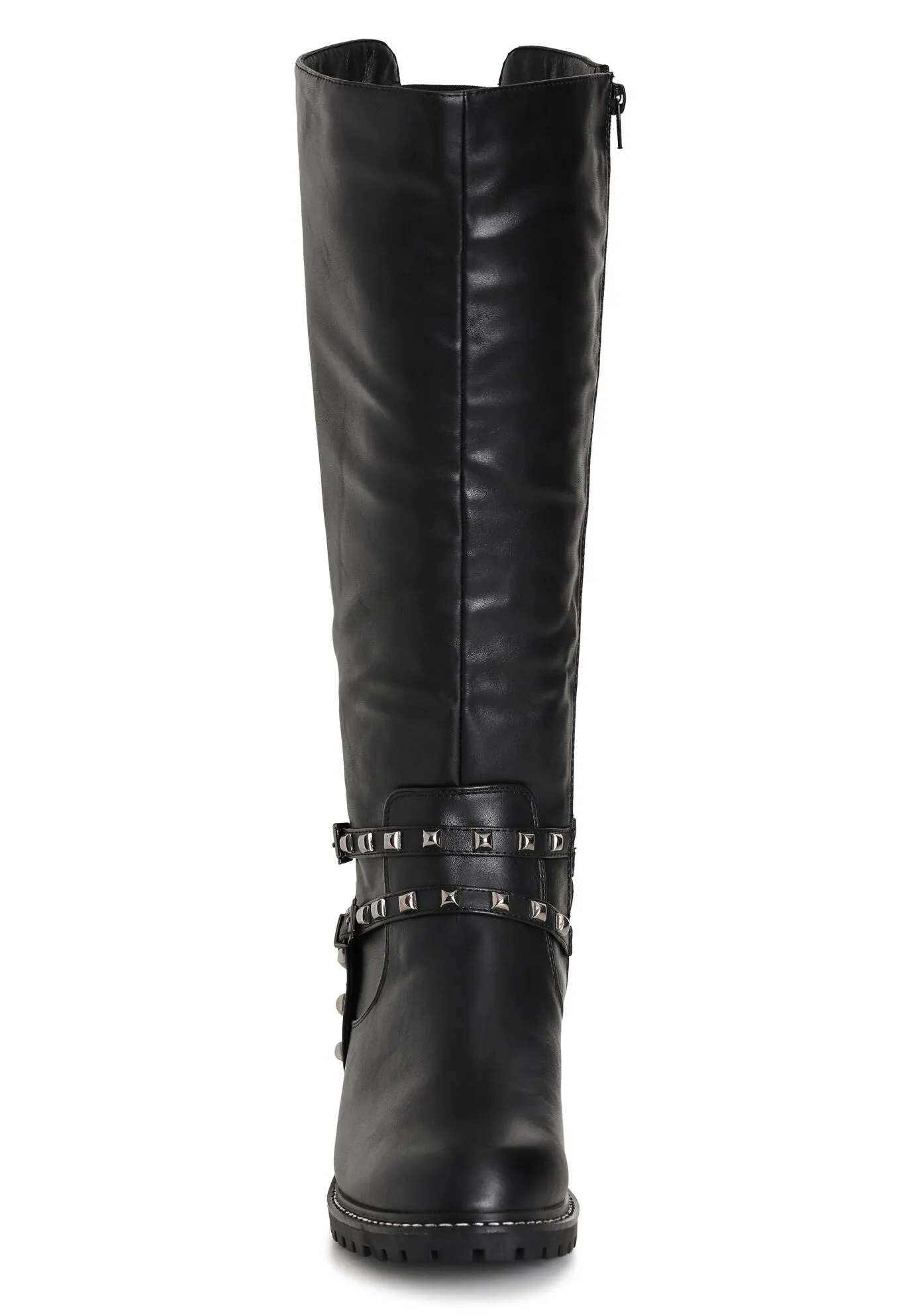 WIDE FIT Biker Knee Boot - black