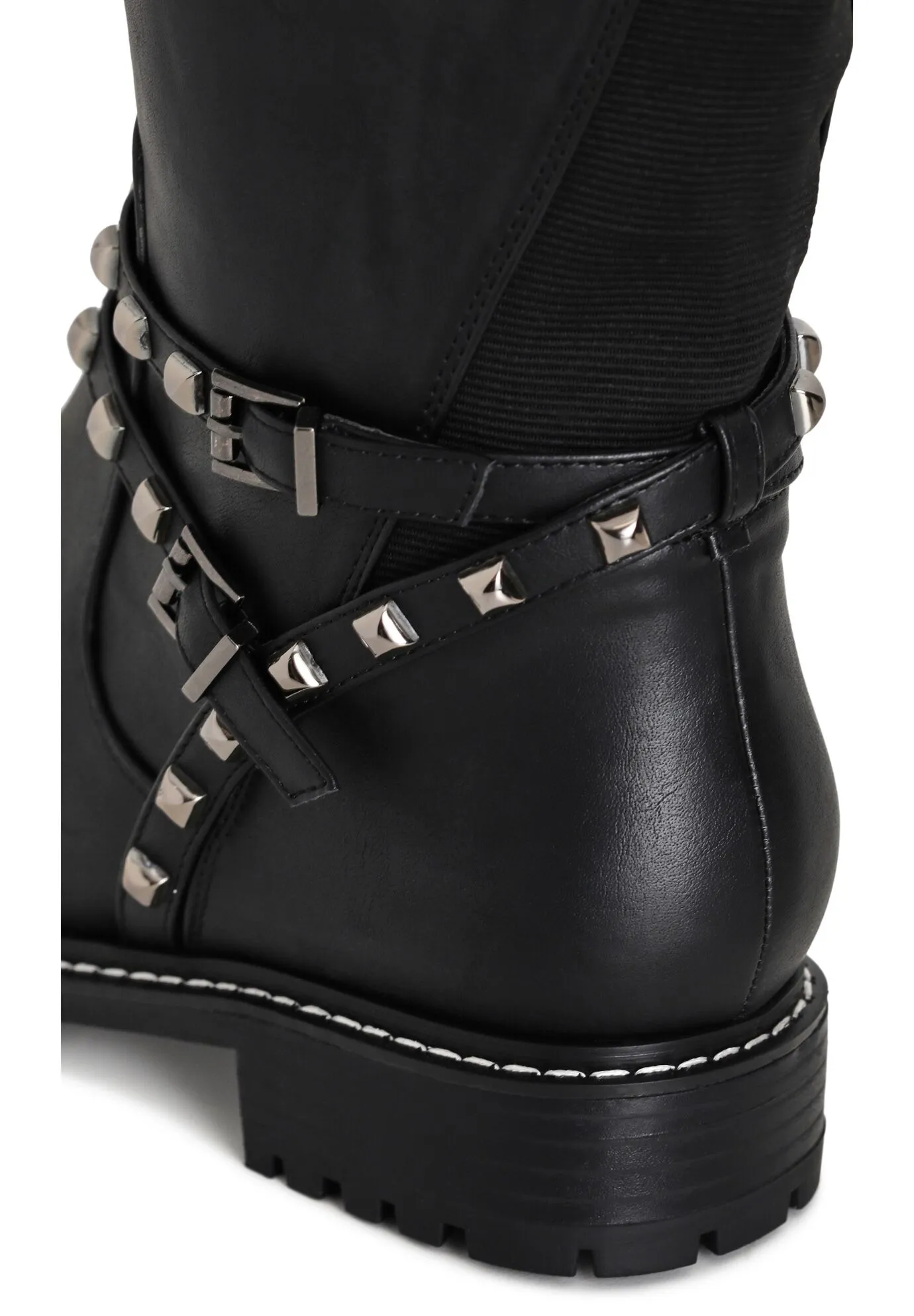 WIDE FIT Biker Knee Boot - black