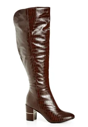 WIDE FIT Geordie Knee Boot - chocolate