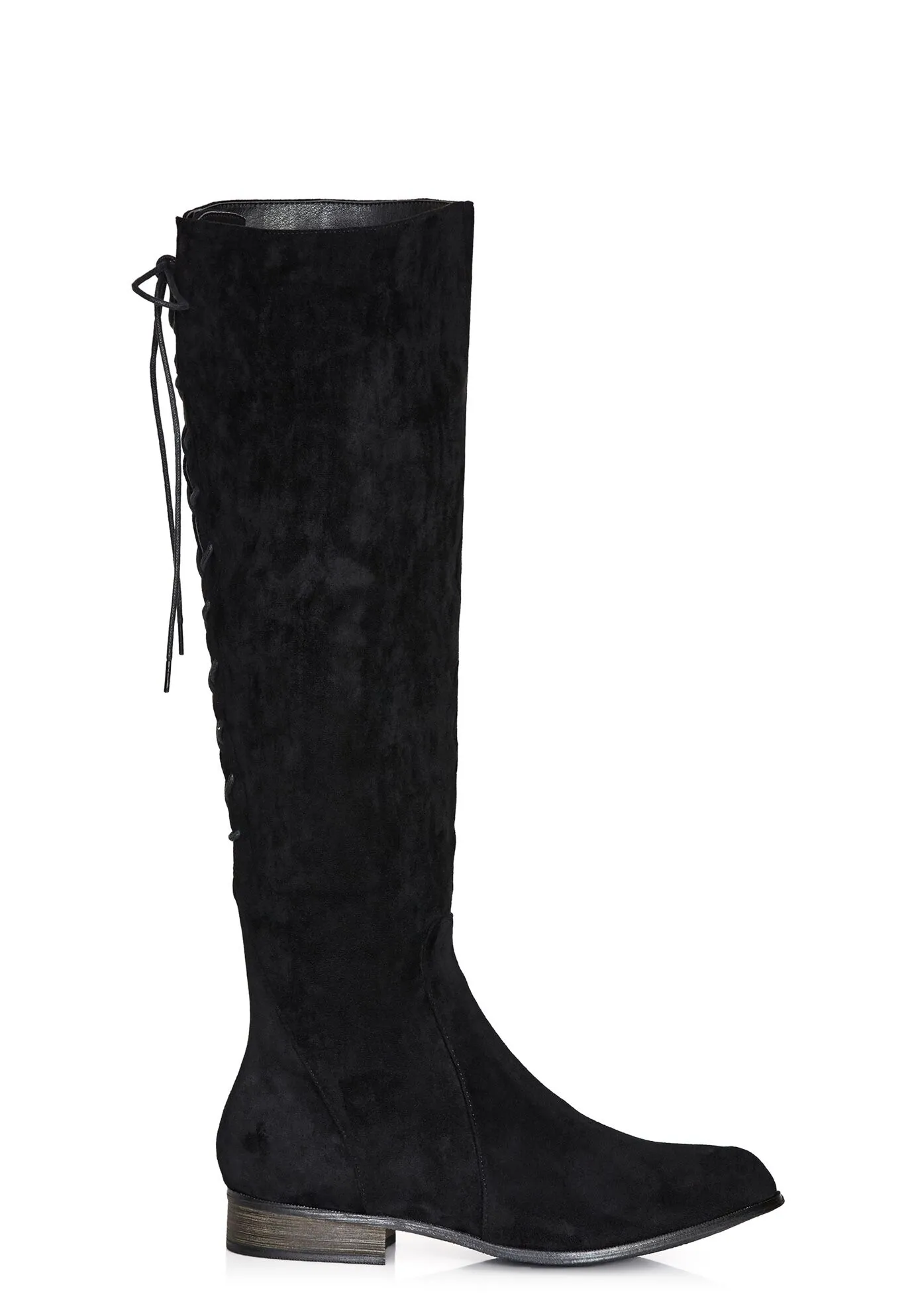 WIDE FIT Perry Flat Knee Boot - black