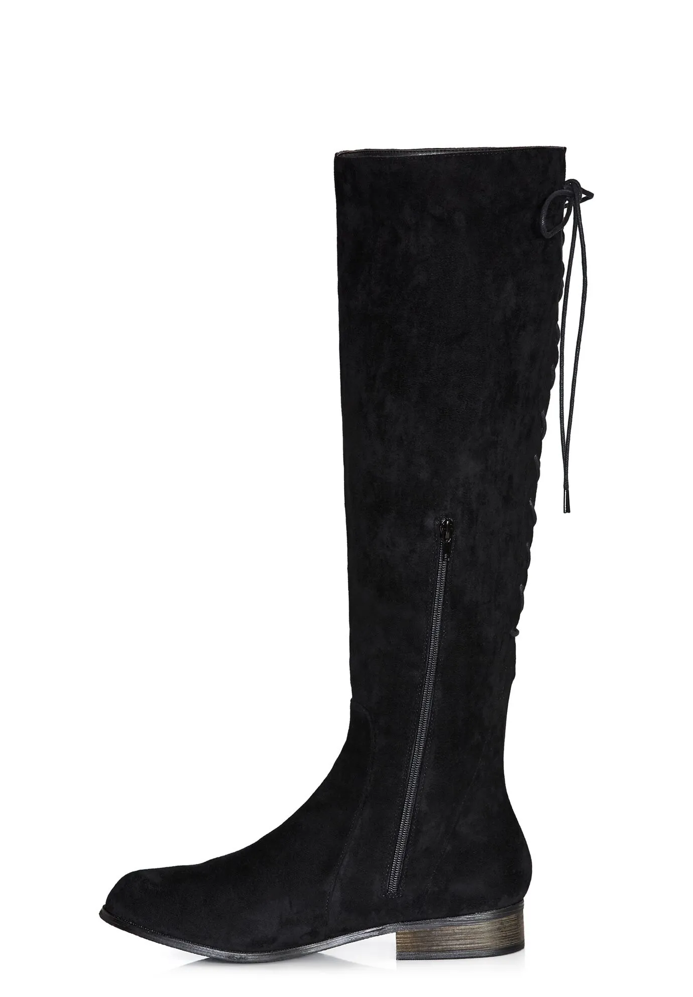 WIDE FIT Perry Flat Knee Boot - black