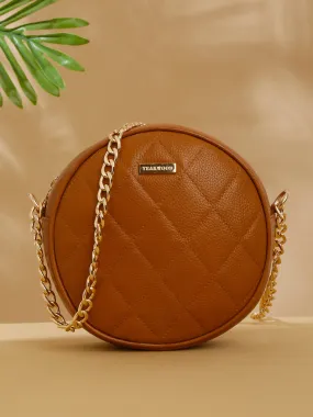 Women Round Mango Quilted Leather Sling Bag