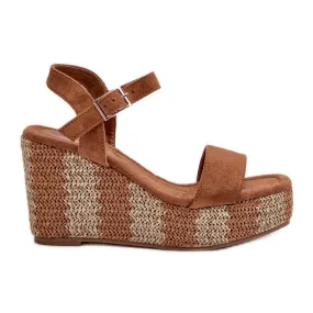 Women's Wedge Sandals With Braided Camel Reviala brown