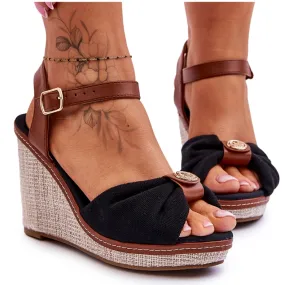 Women's Wedge Sandals With Decoration Black Candice