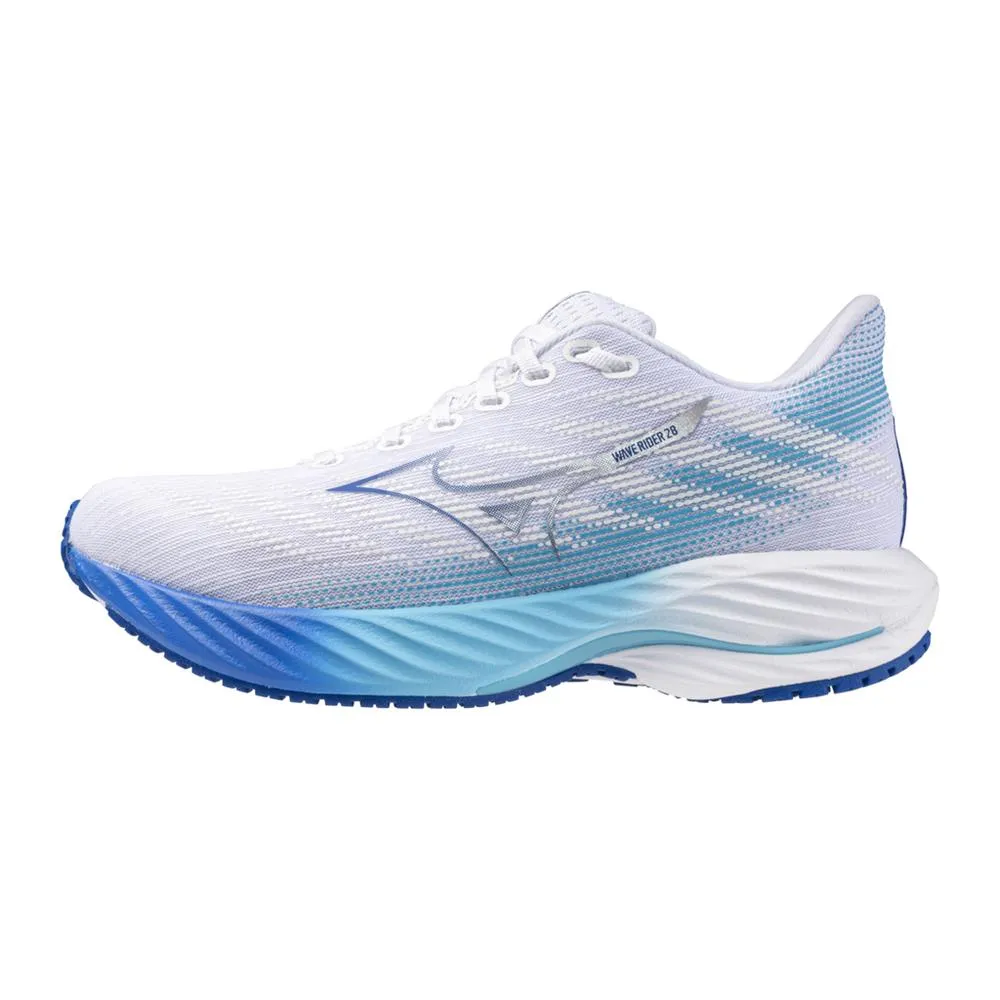 Women's Wave Rider 28 Running Shoe - White/ Mugen Blue - Regular (B)