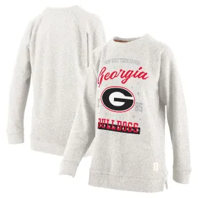 Women's Pressbox Oatmeal Georgia Bulldogs Plus Size Comfy Cairo Terry Pullover Sweatshirt