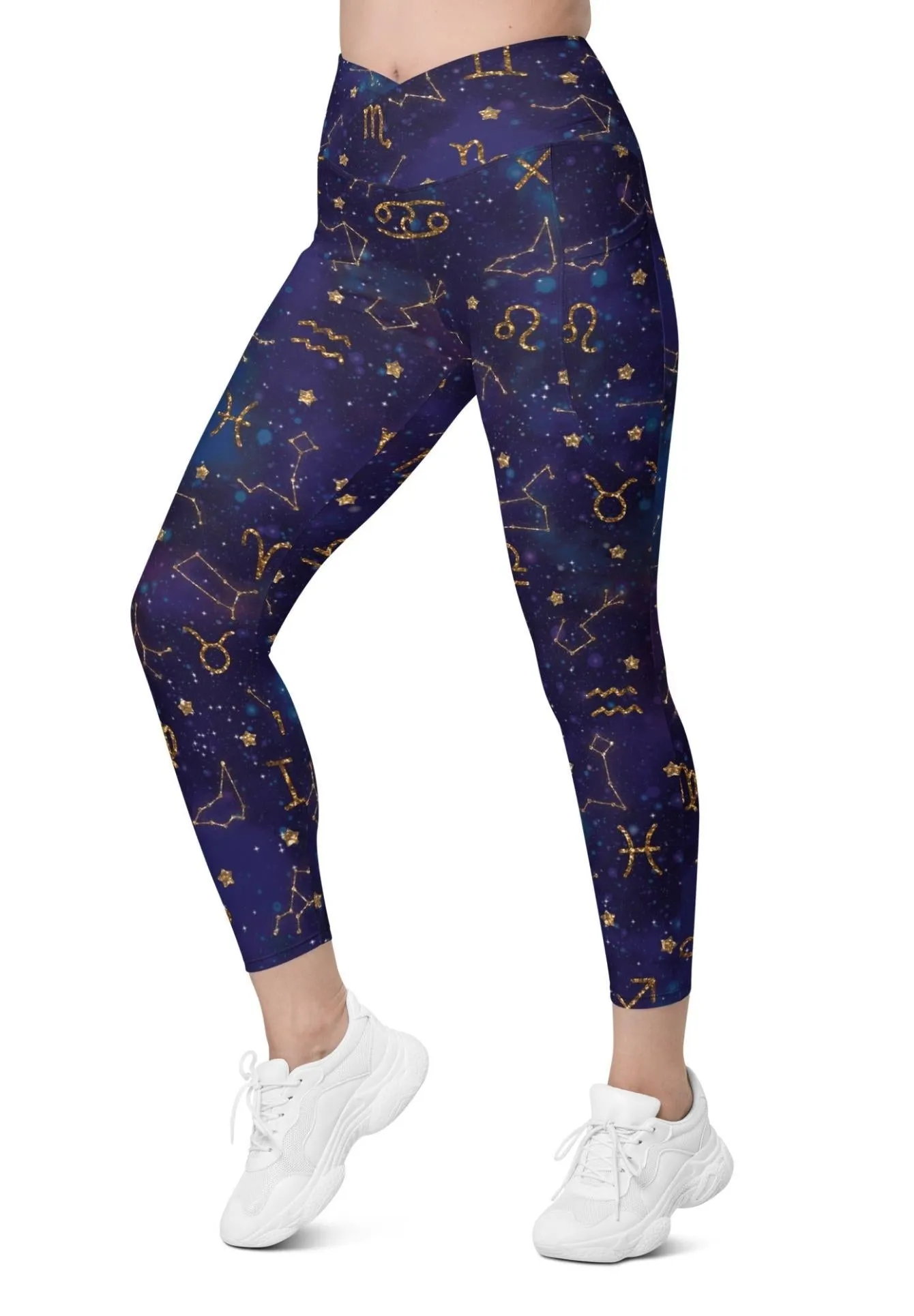 Zodiac Signs Crossover Leggings With Pockets